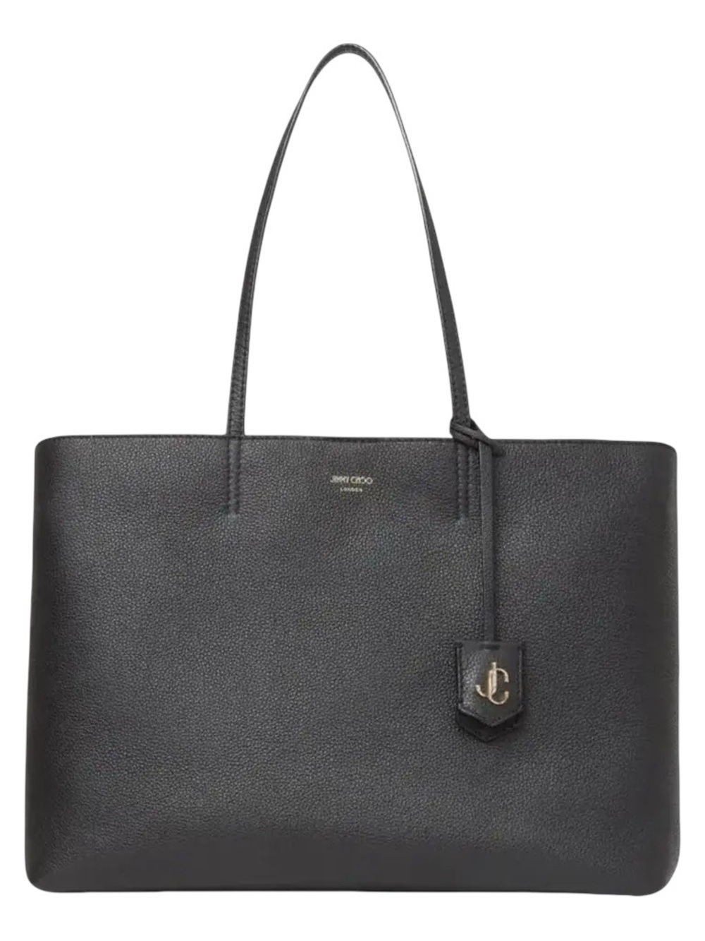 Jimmy Choo Black Pebbled Leather Tote with Branded Charm - Picture 1 of 7